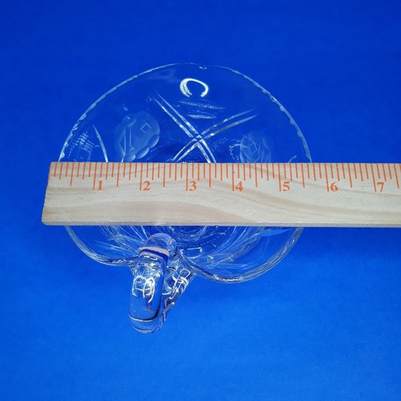 1960s Lead Crystal Gravy Boat Violetta Cut Etched Footed Vintage Heart Leaf Flor - Picture 10 of 13